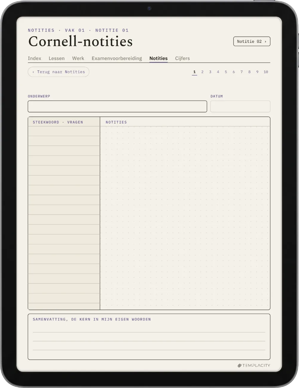 The Planner Cornell Notes