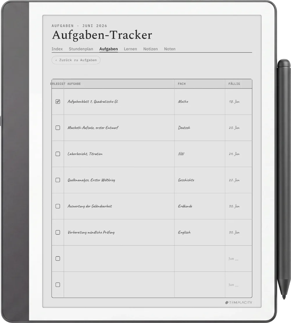 The Planner auf dem Kindle Scribe
