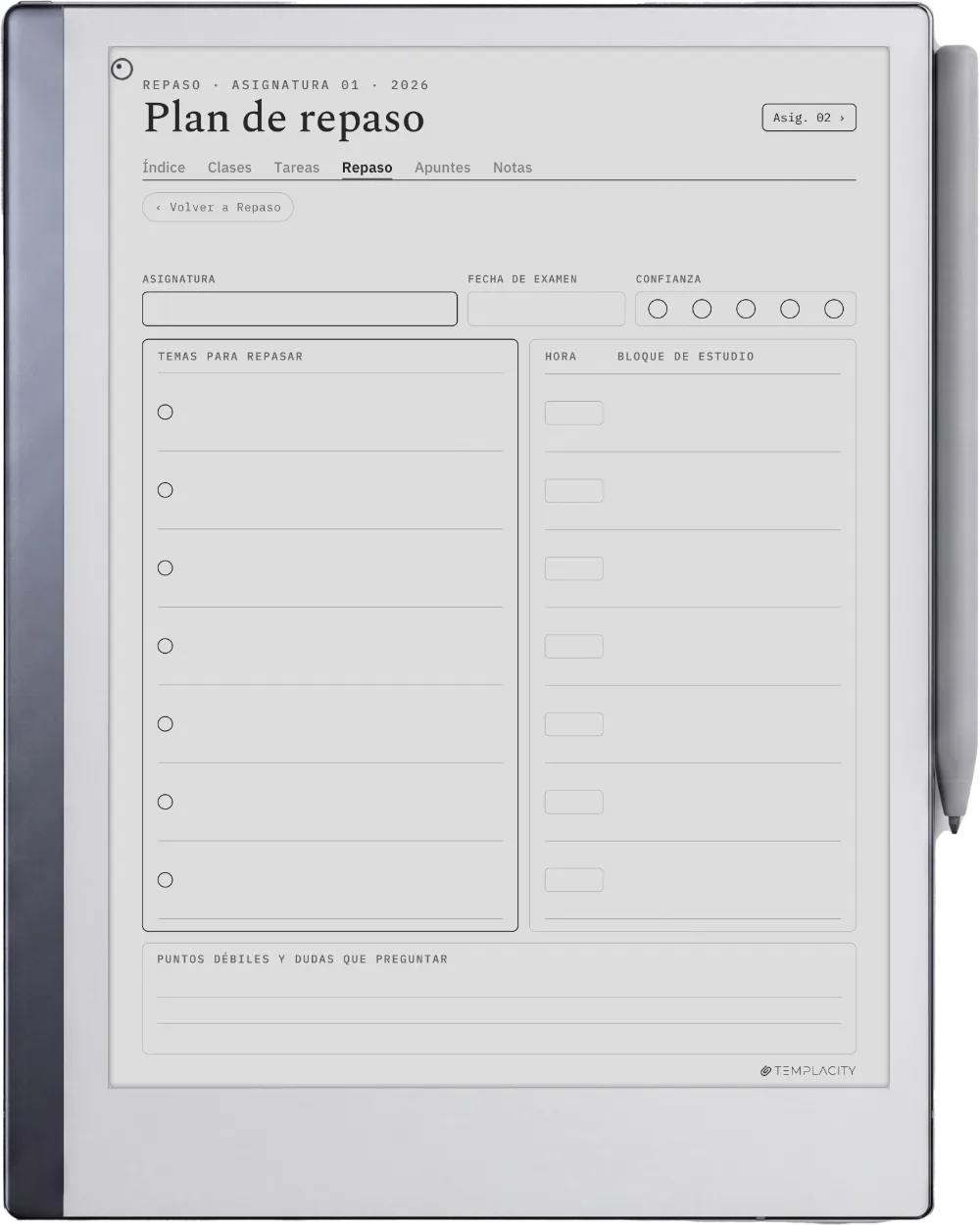 The Planner · Estudiantes reMarkable 2 página 3