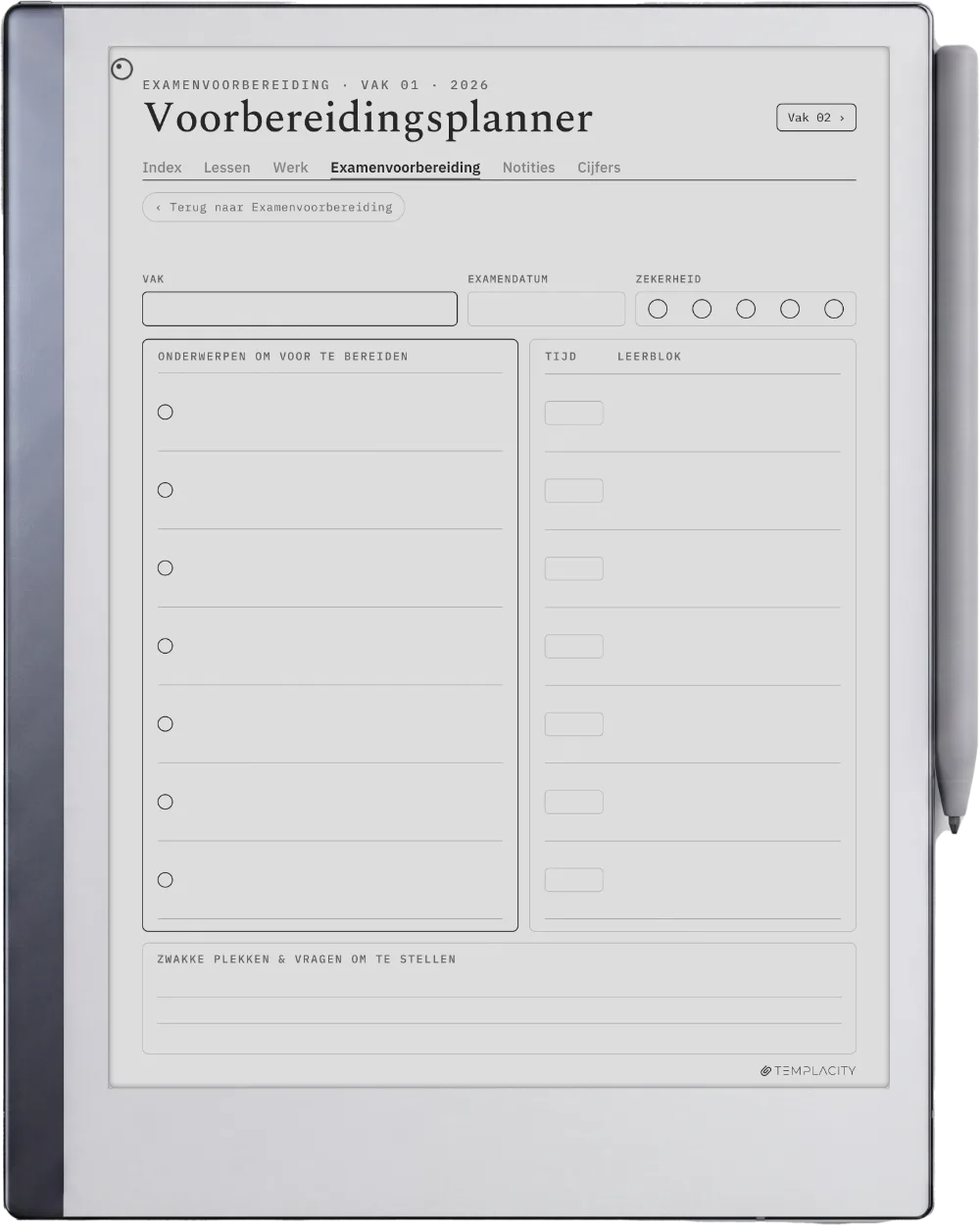The Planner · Student reMarkable 2 pagina 3