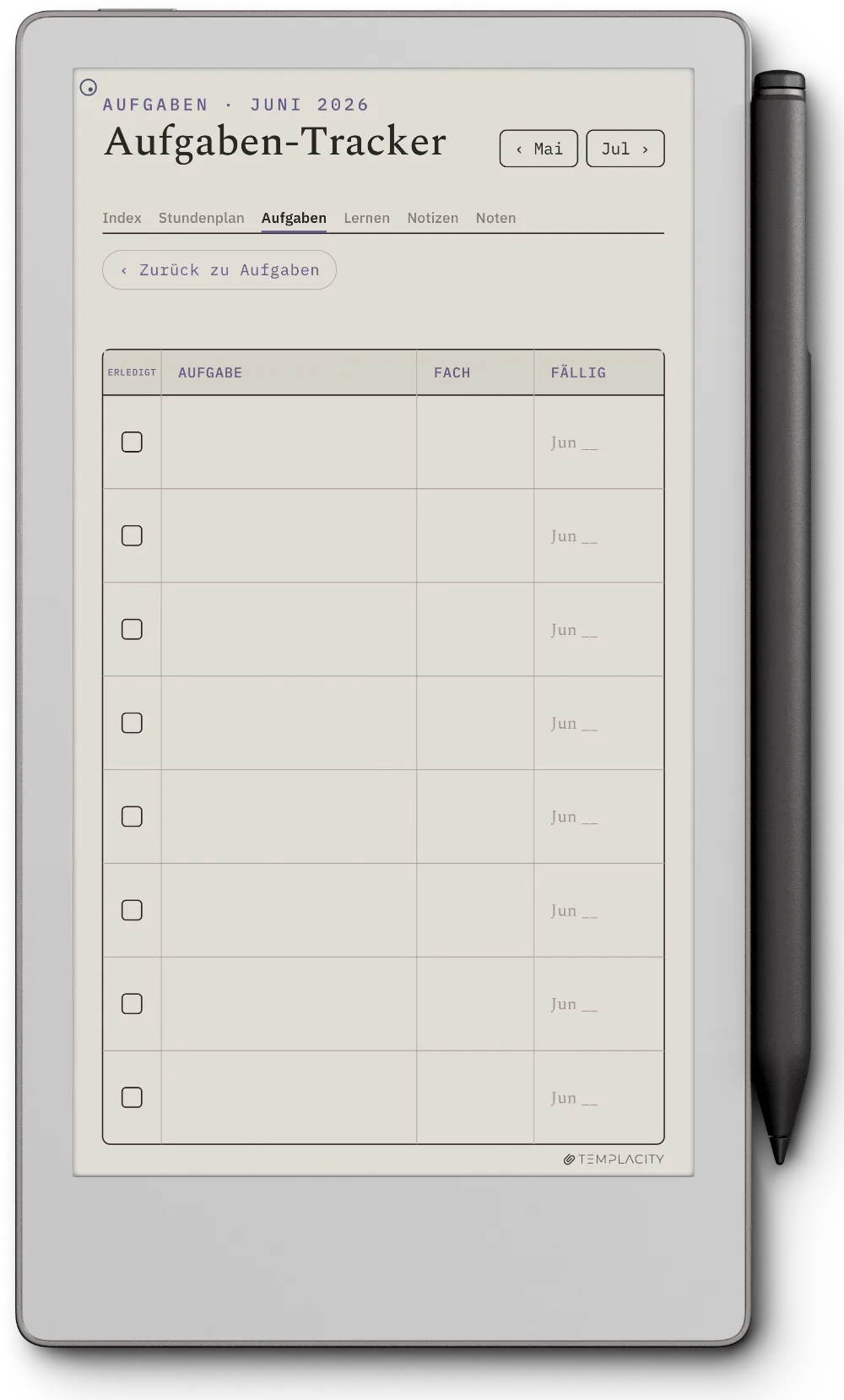 The Planner · Student reMarkable Paper Pro Move Seite 1