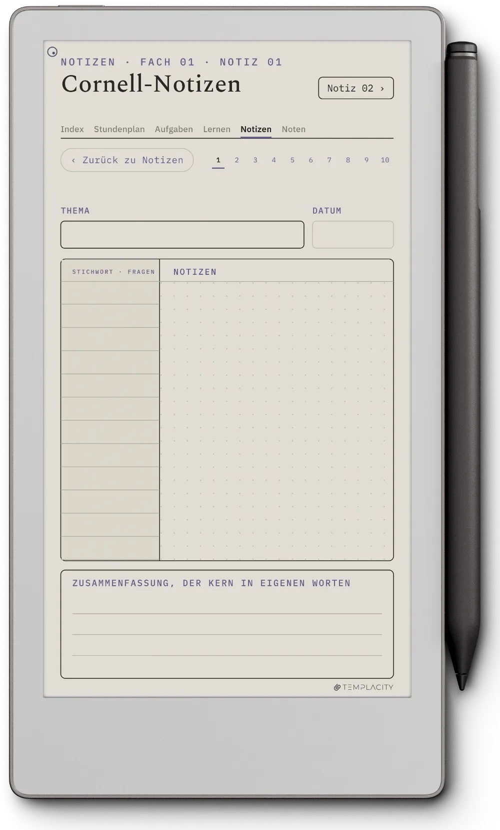 The Planner · Student reMarkable Paper Pro Move Seite 2