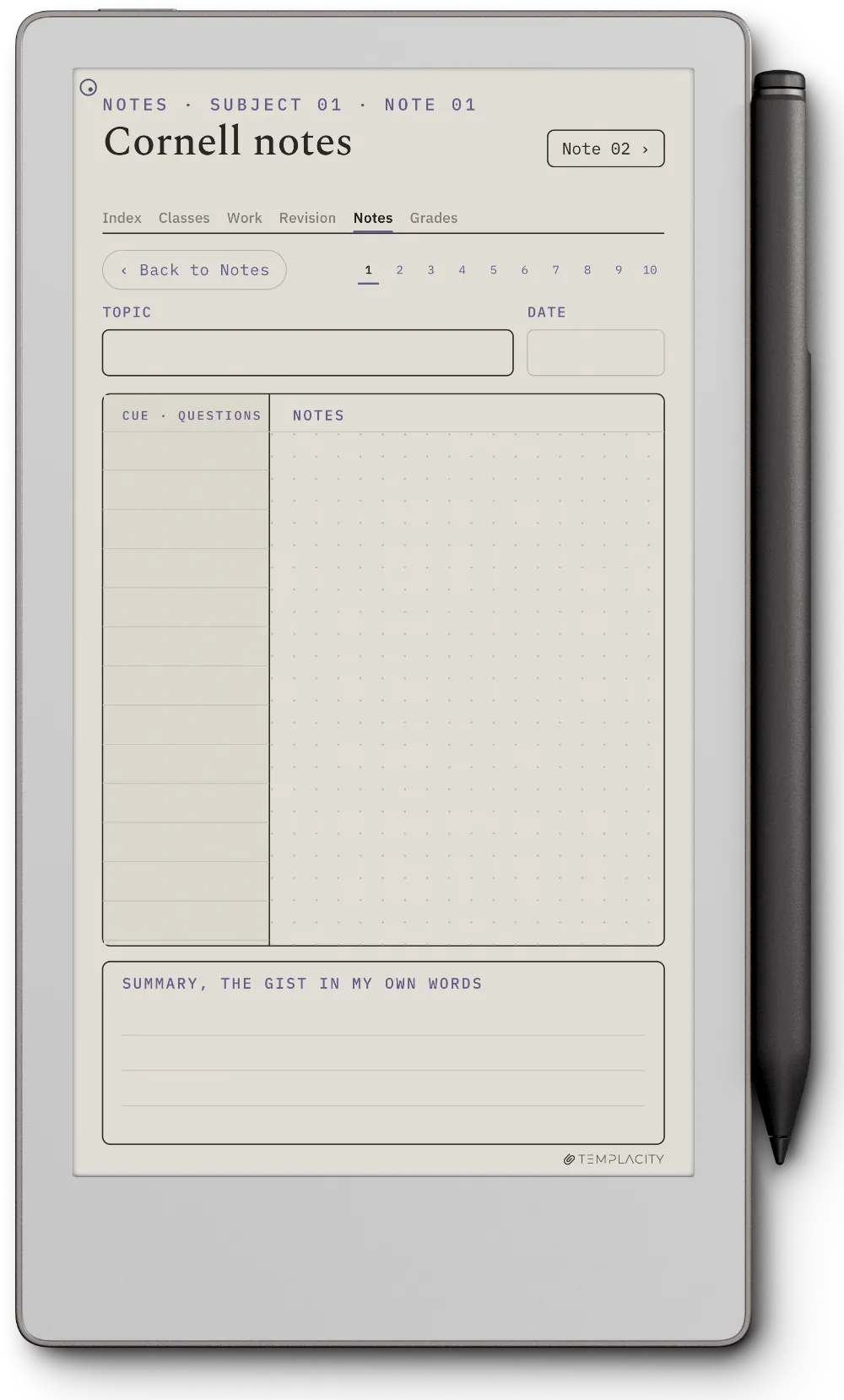 The Planner Cornell Notes