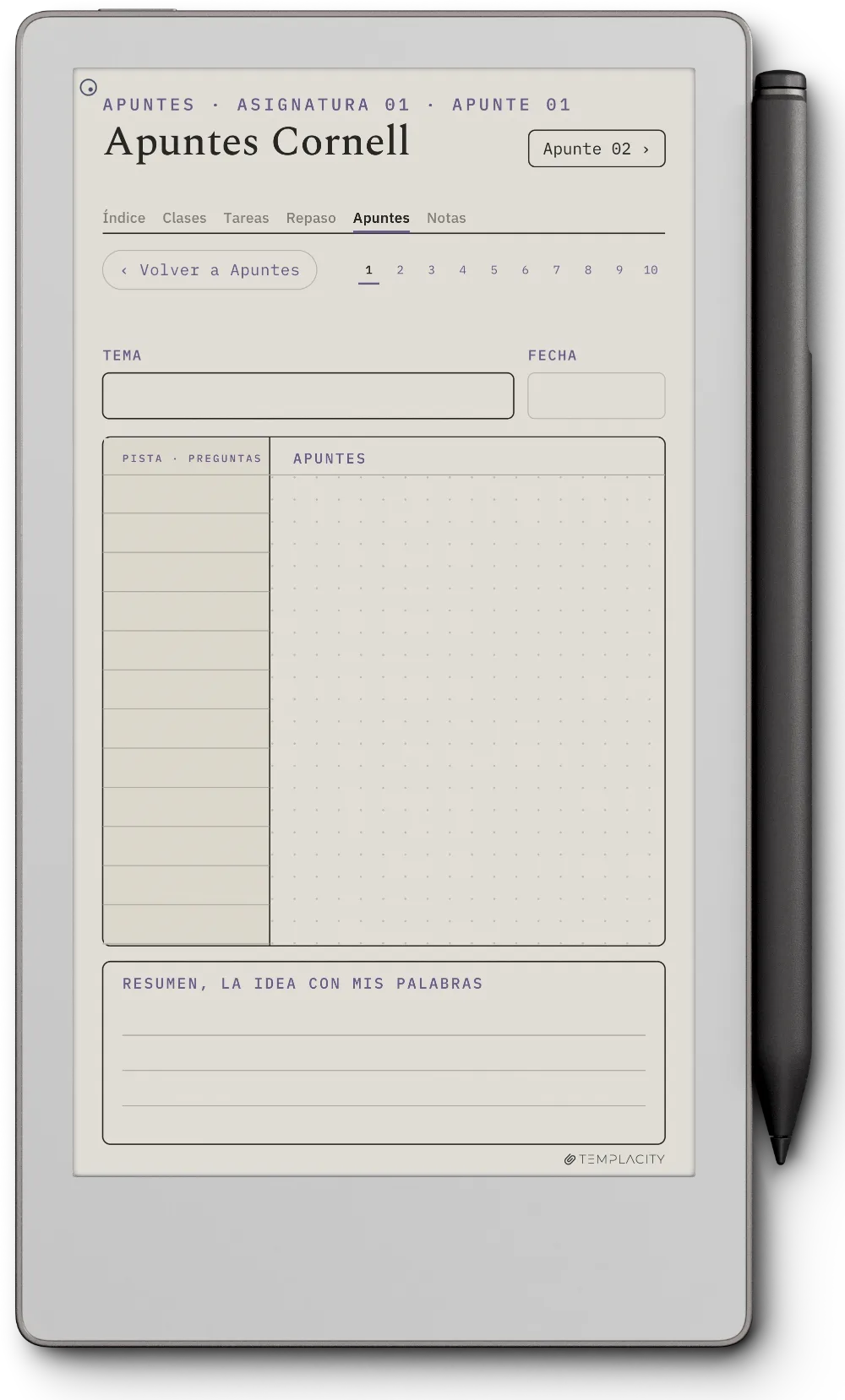 The Planner Notas Cornell
