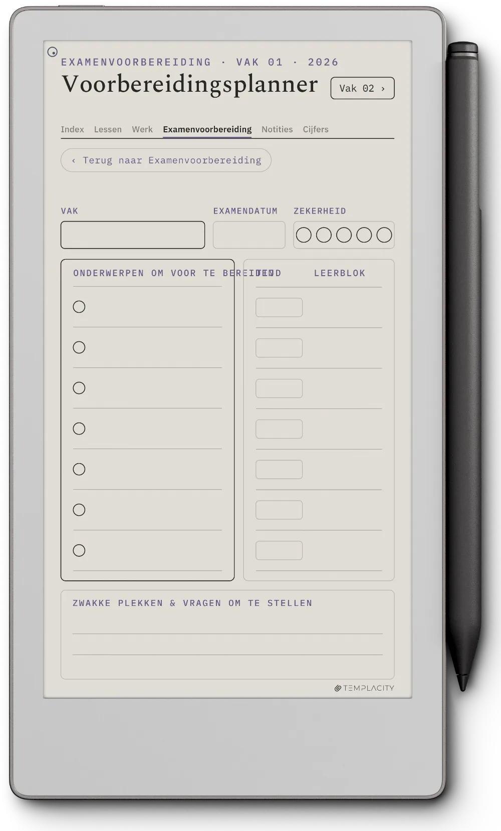 The Planner · Student reMarkable Paper Pro Move pagina 3