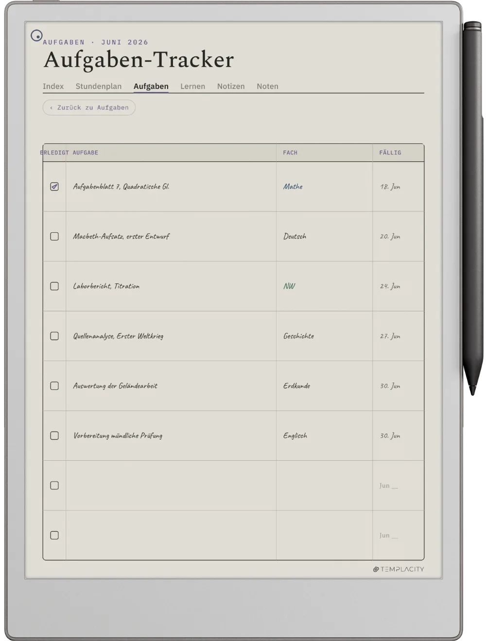 The Planner auf dem reMarkable Paper Pro
