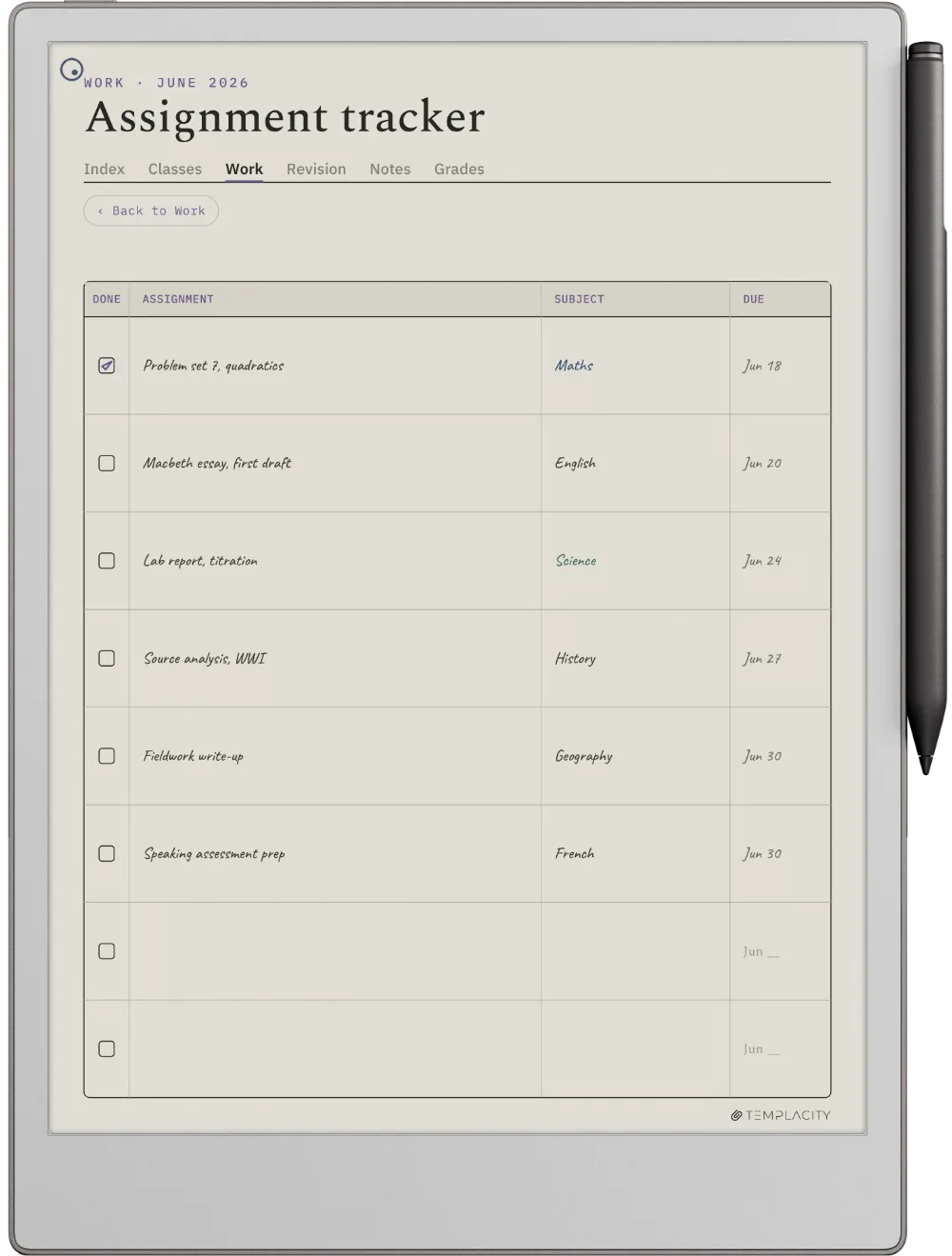 Planner digital para estudiantes