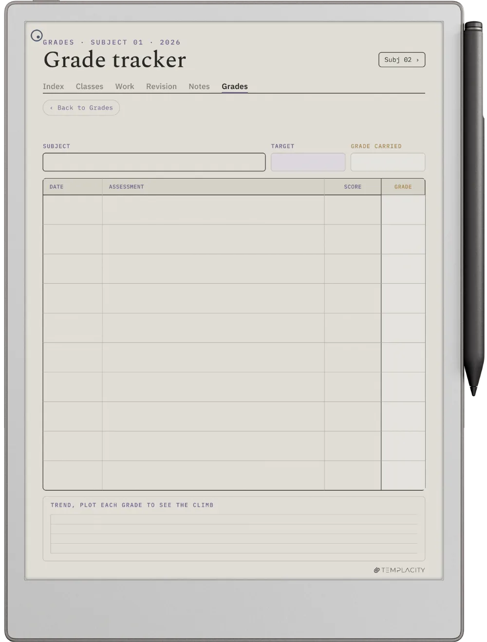 Planner digital para estudiantes reMarkable Paper Pro página 5