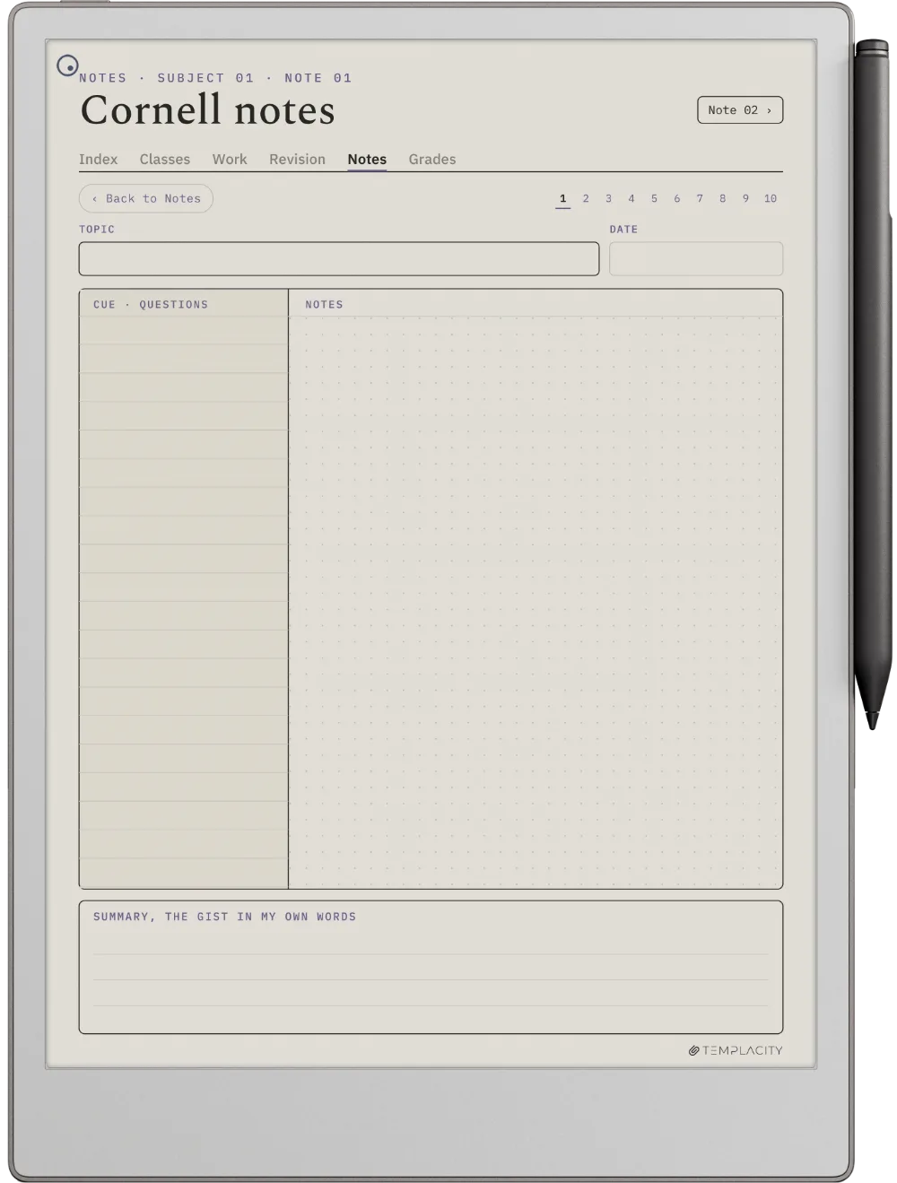 Digital Student Planner reMarkable Paper Pro page 2