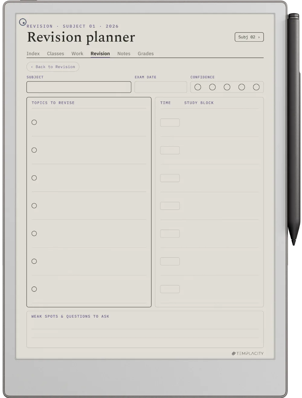 Digital Student Planner reMarkable Paper Pro page 3