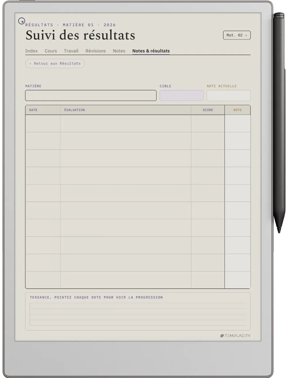 The Planner · Student reMarkable Paper Pro page 5