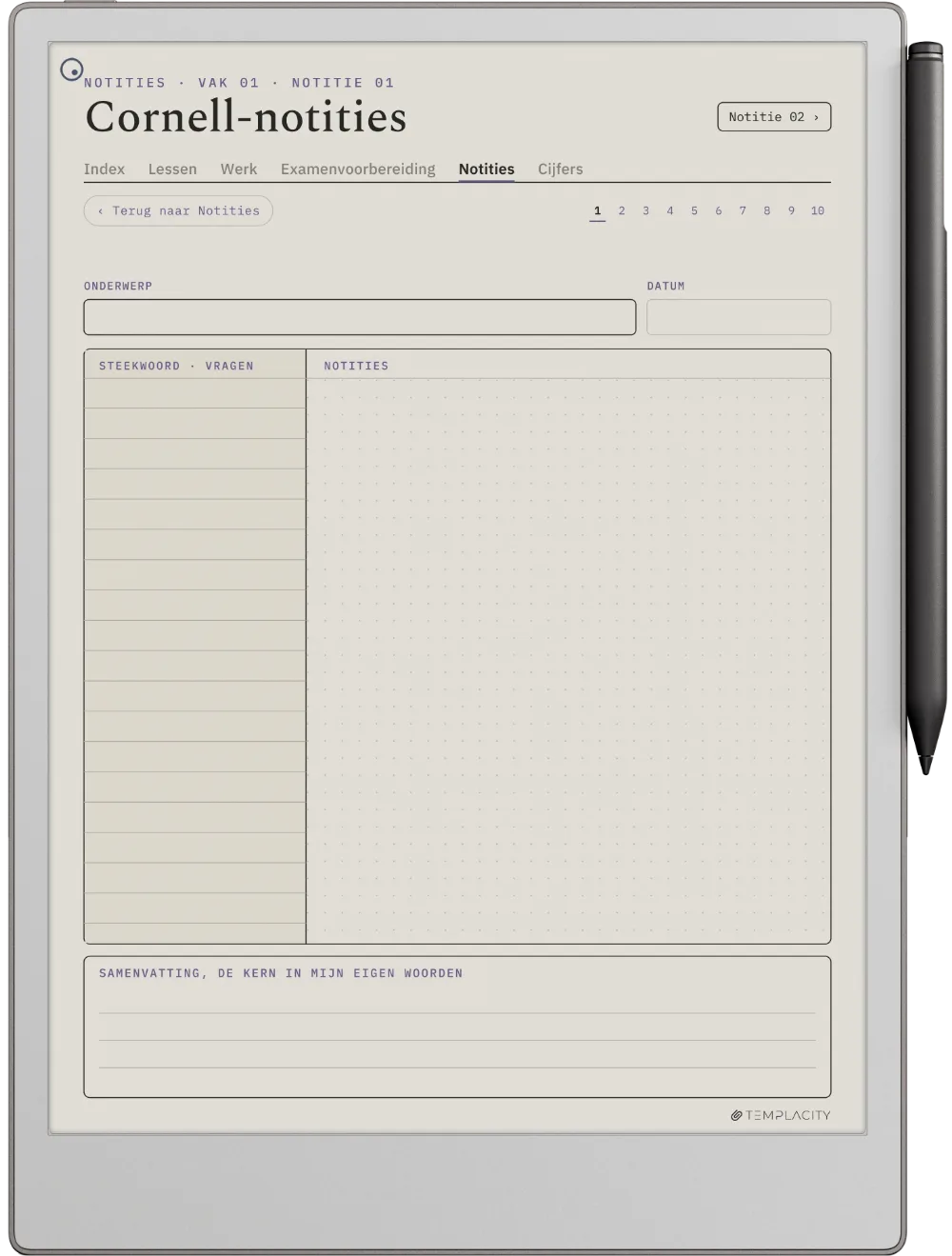 The Planner Cornell Notes