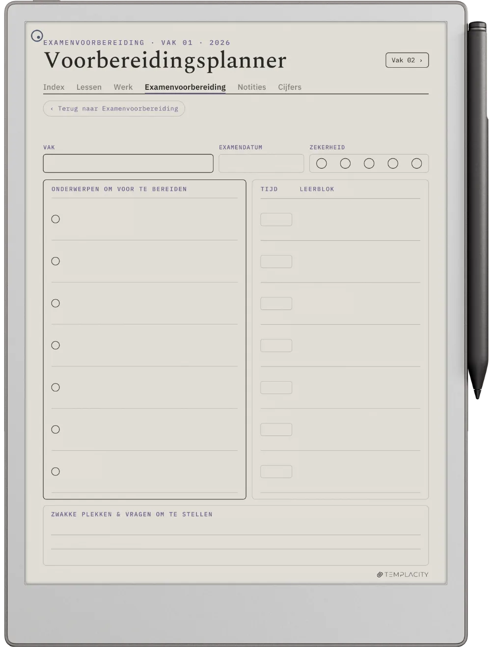 The Planner · Student reMarkable Paper Pro pagina 3