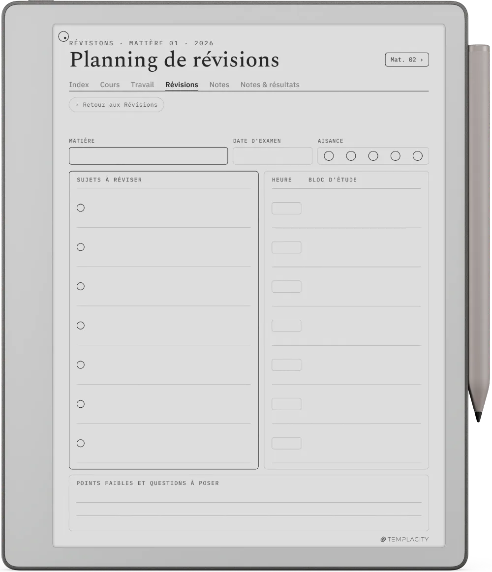 The Planner · Student reMarkable Paper Pure page 3