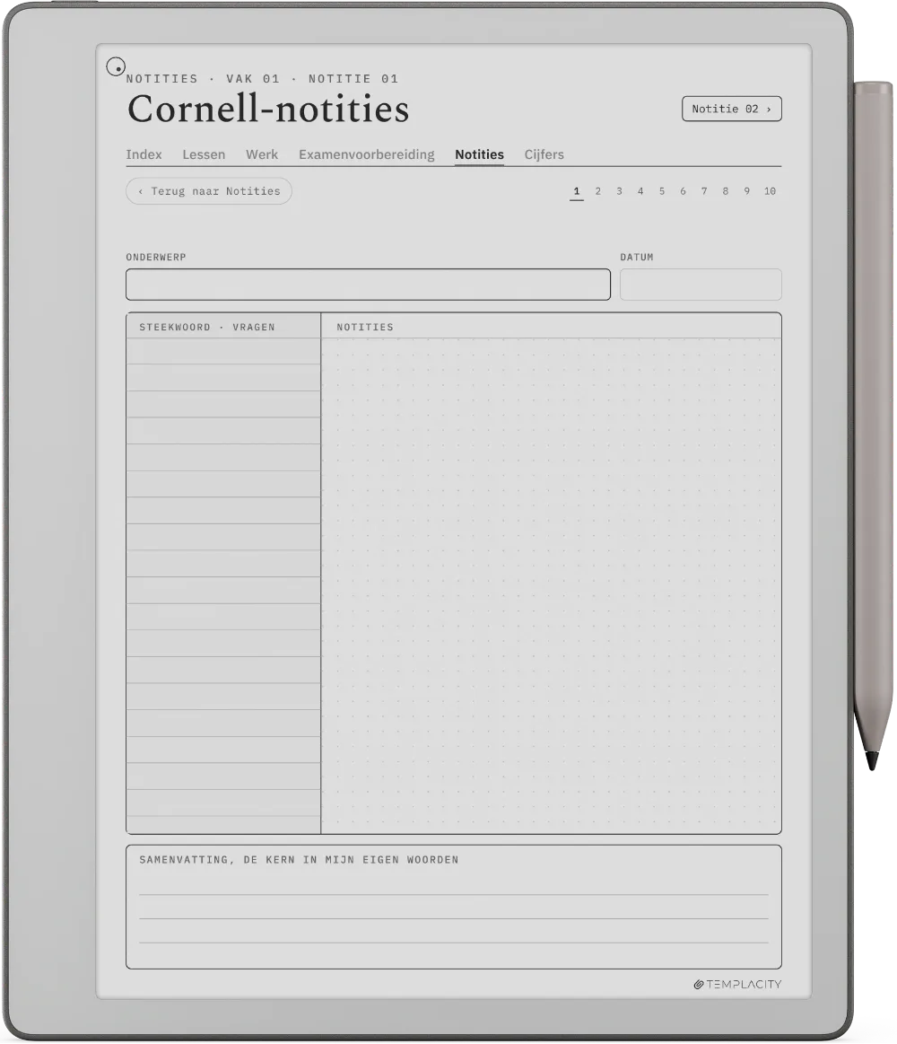 The Planner Cornell Notes