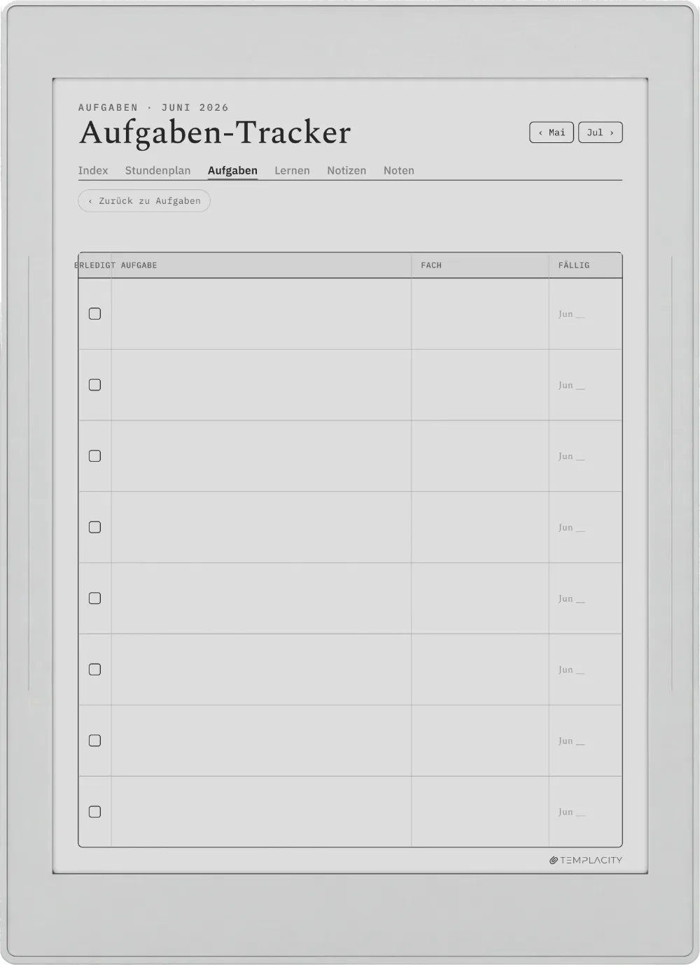 The Planner · Student Supernote Nomad Seite 1