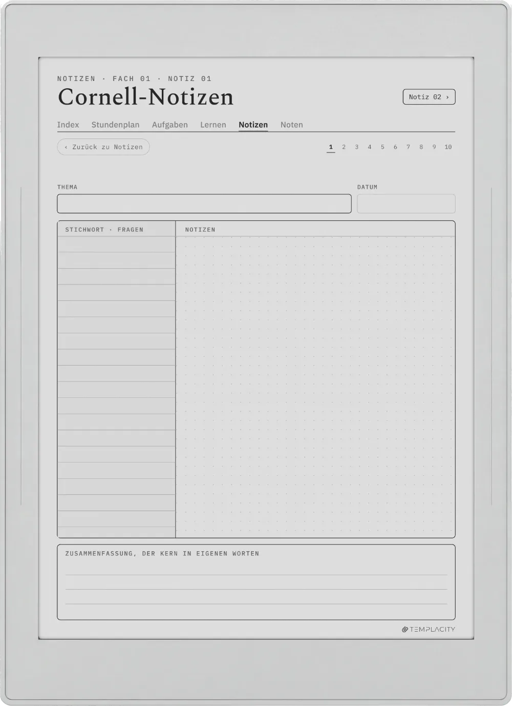 The Planner · Student Supernote Nomad Seite 2