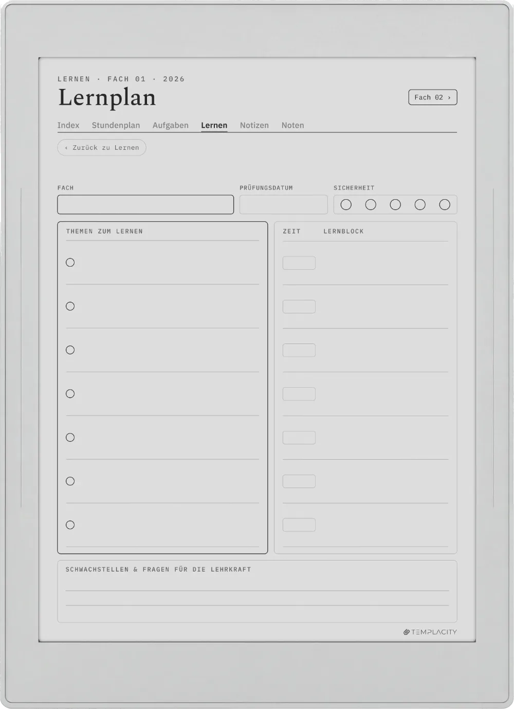The Planner · Student Supernote Nomad Seite 3