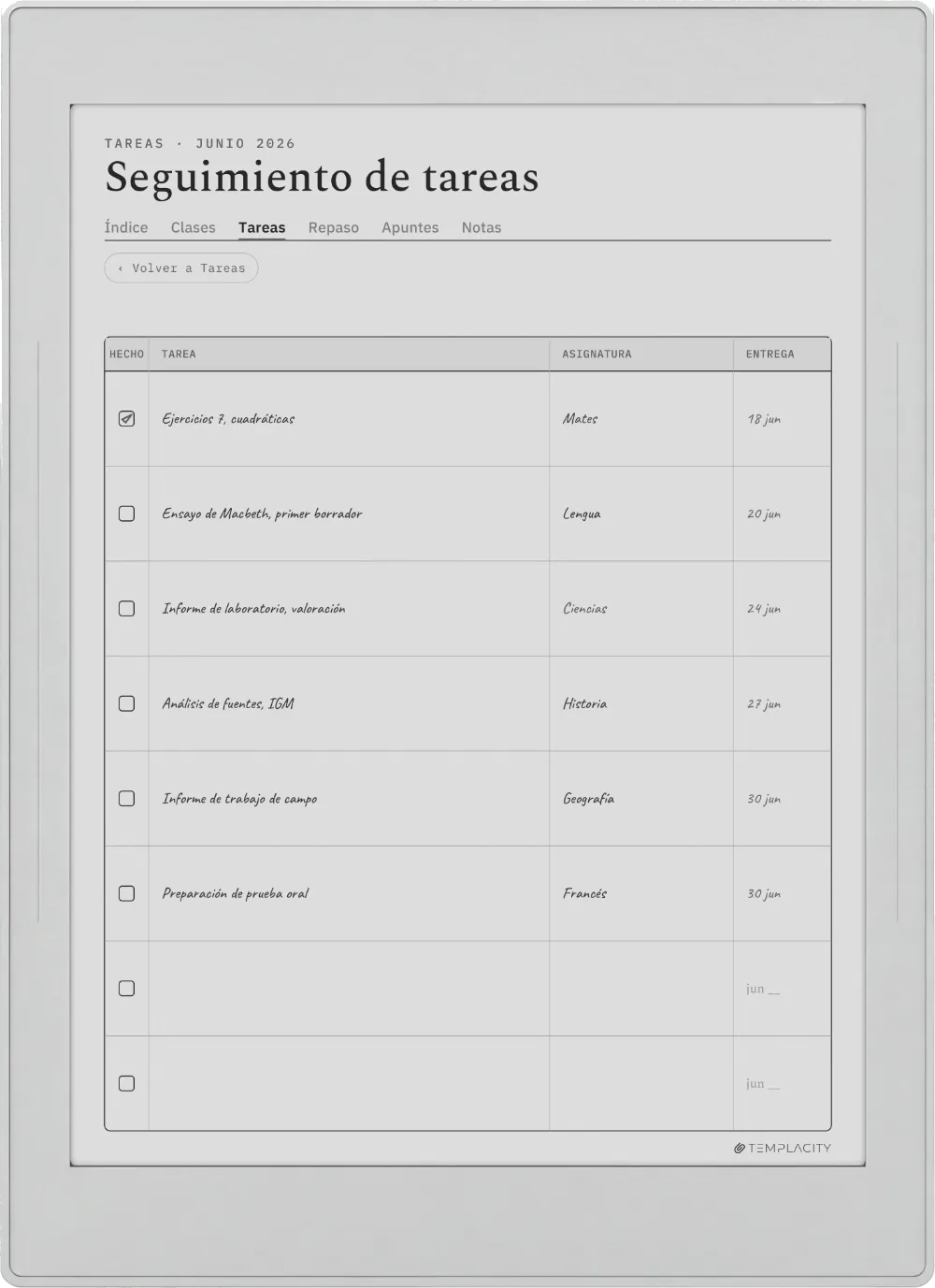 The Planner en el Supernote Nomad