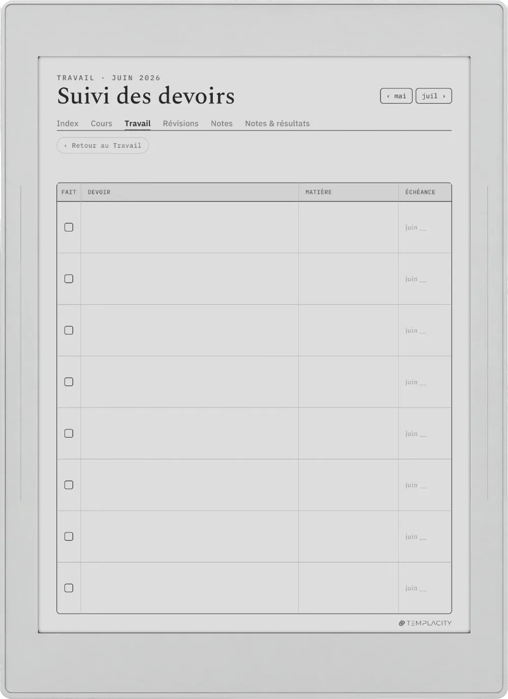 The Planner · Student Supernote Nomad page 1