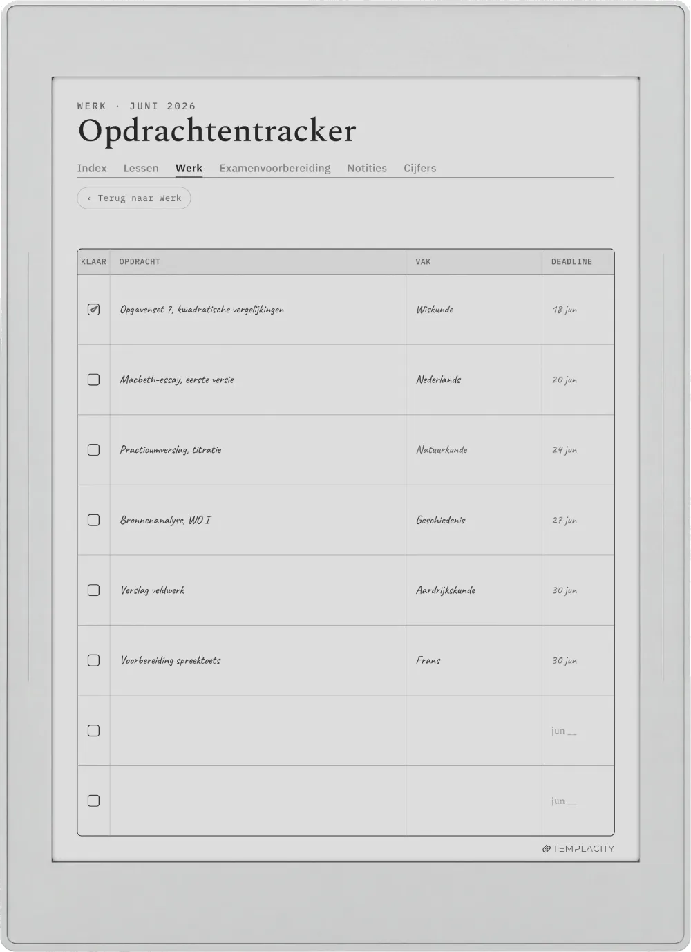 The Planner op de Supernote Nomad