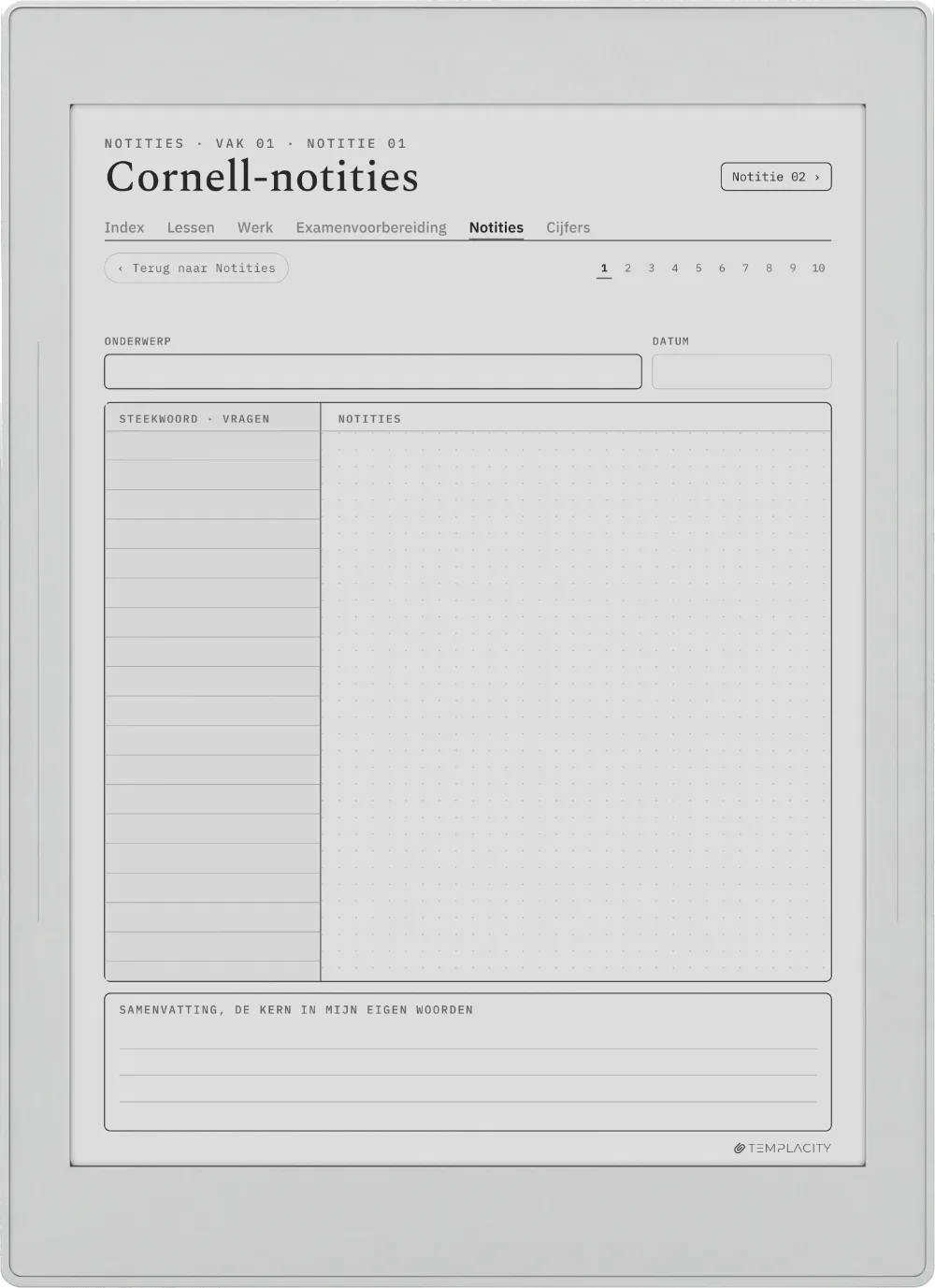The Planner Cornell Notes