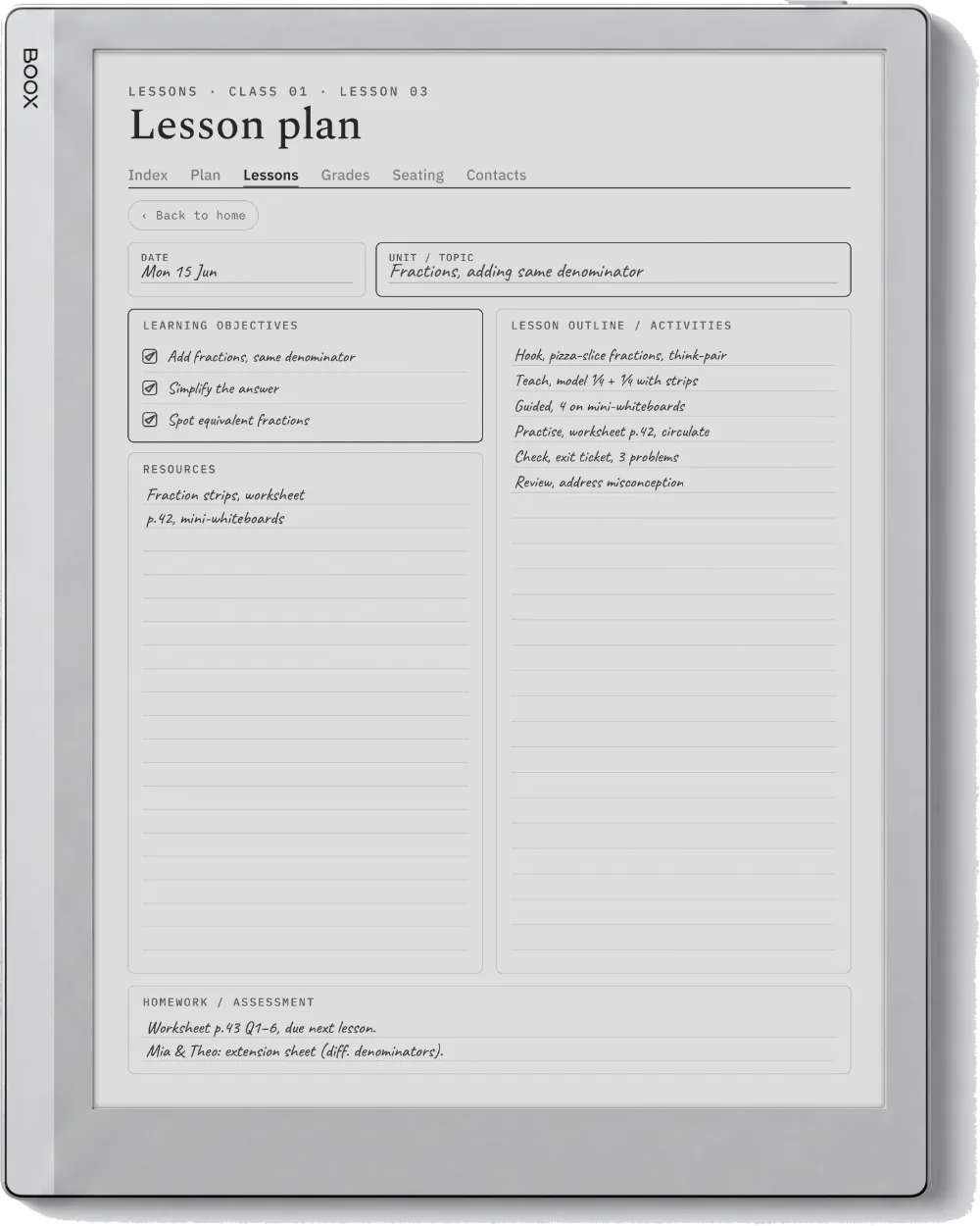 The Planner on the Boox Go 10.3