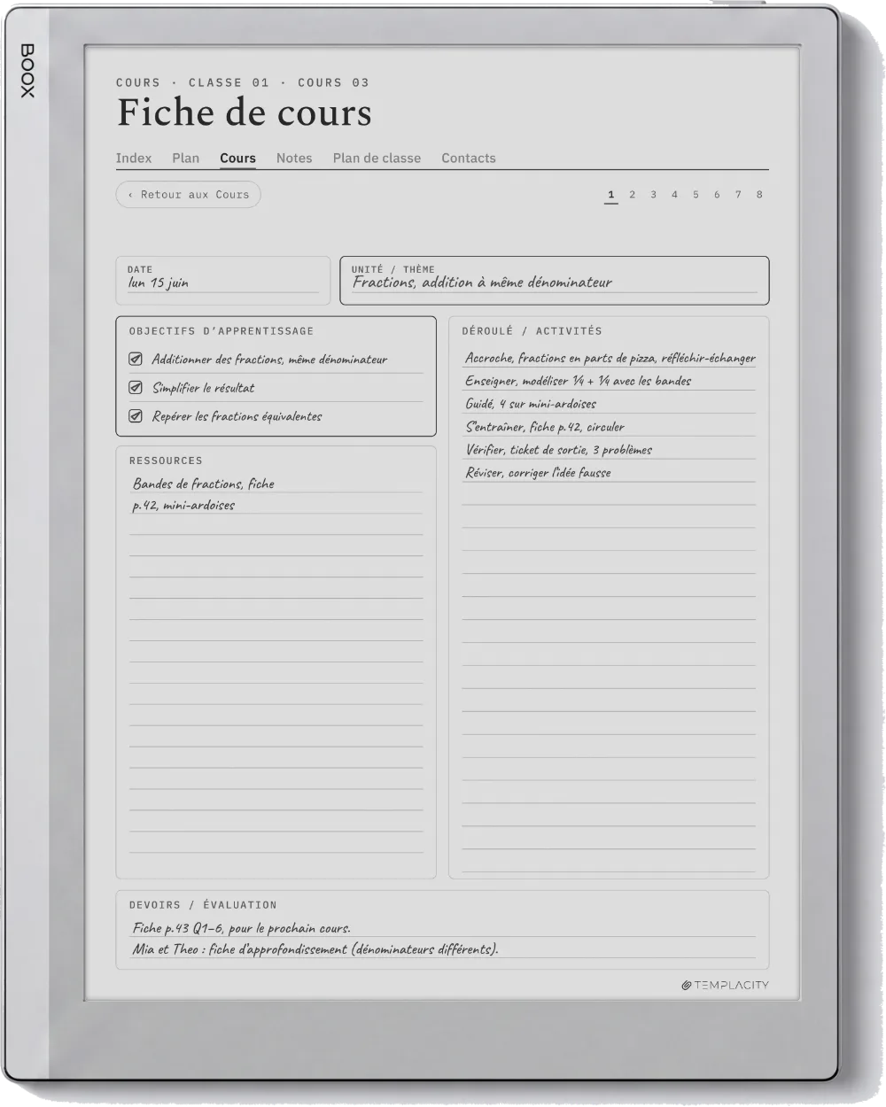 Le Planner sur la Boox Go 10.3