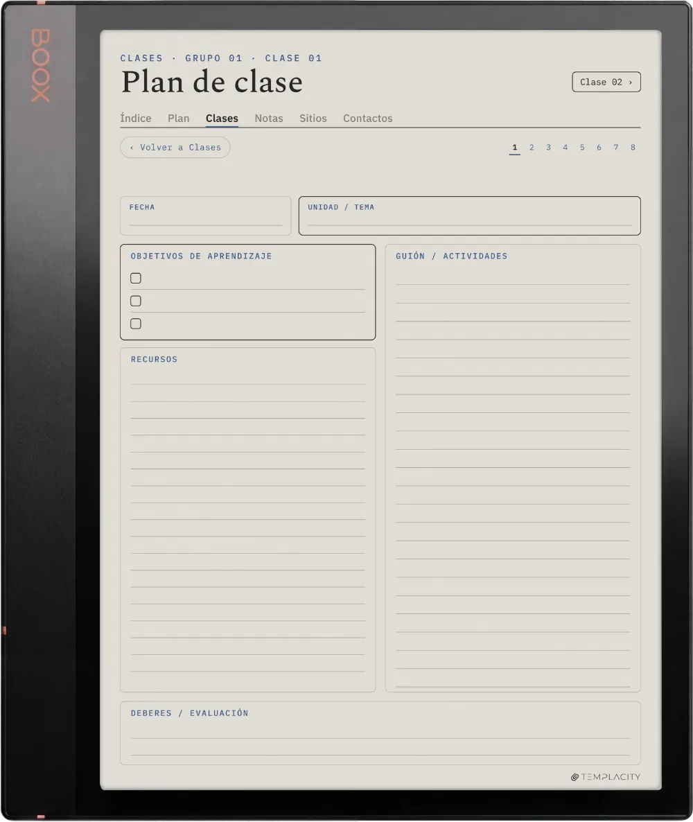 The Planner La programación de clase