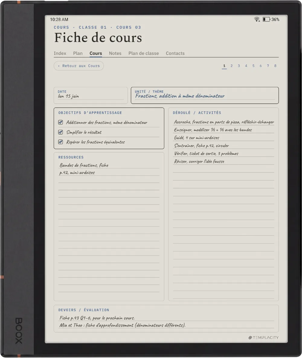 Le Planner sur la Boox Note Air4 C