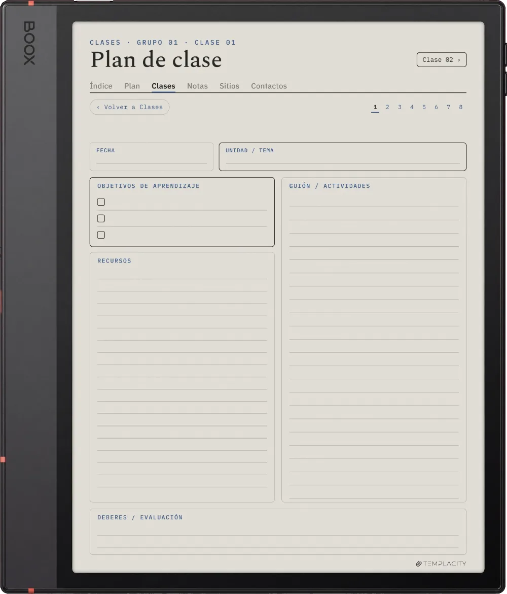 The Planner La programación de clase