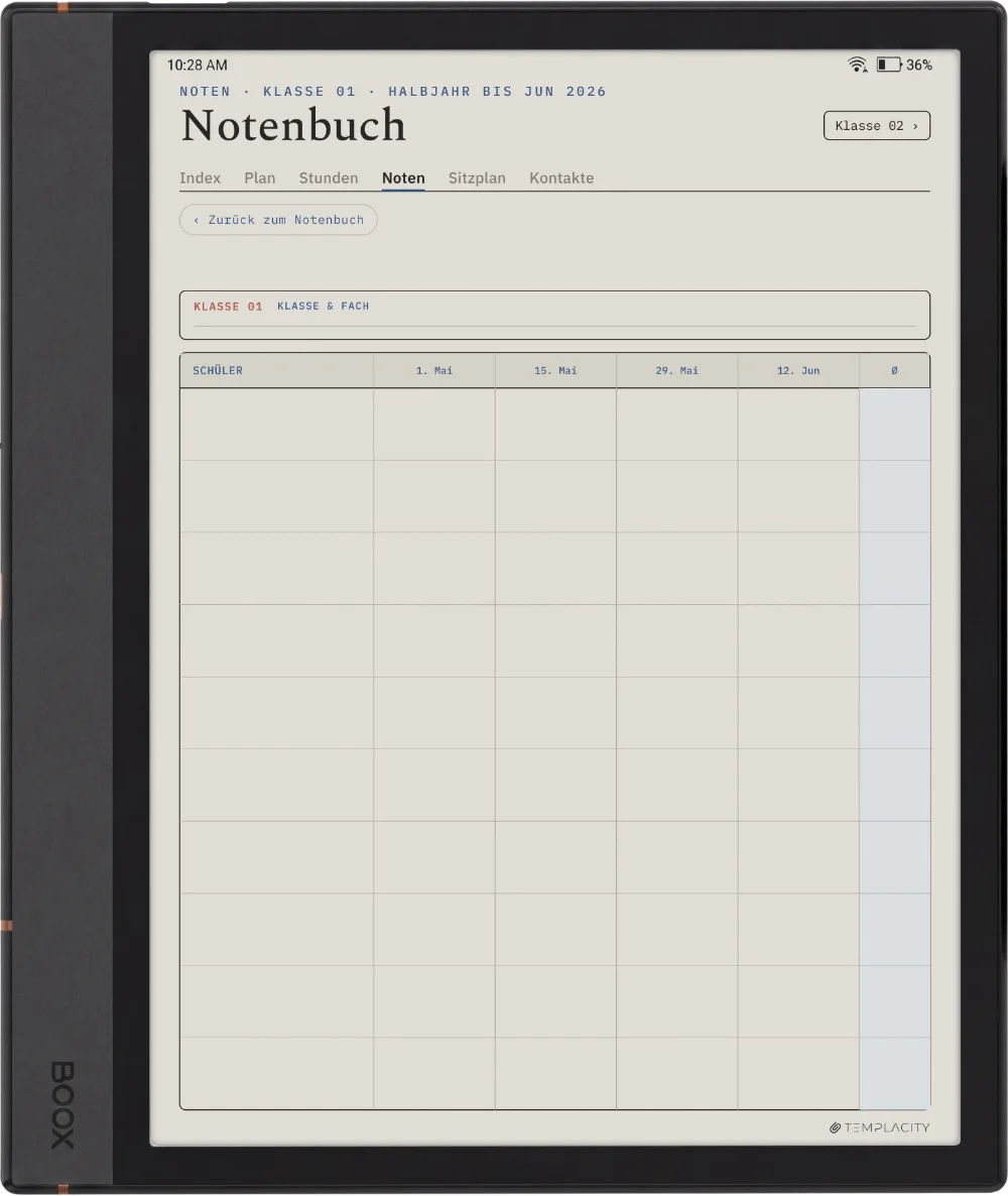 The Planner · Lehrer Boox Note Max Seite 2