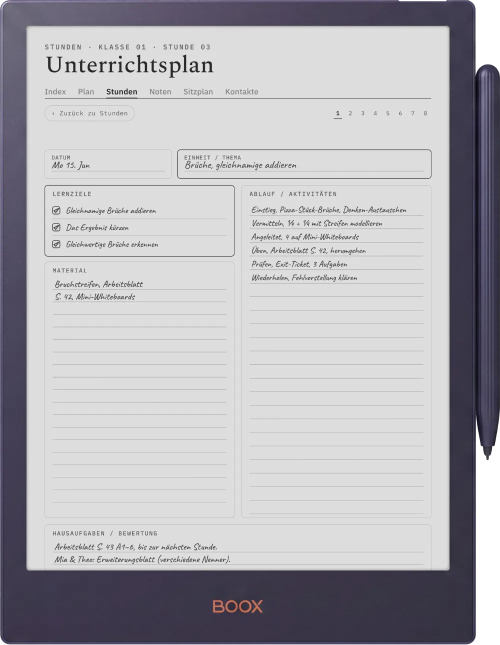 The Planner auf dem Boox Note5