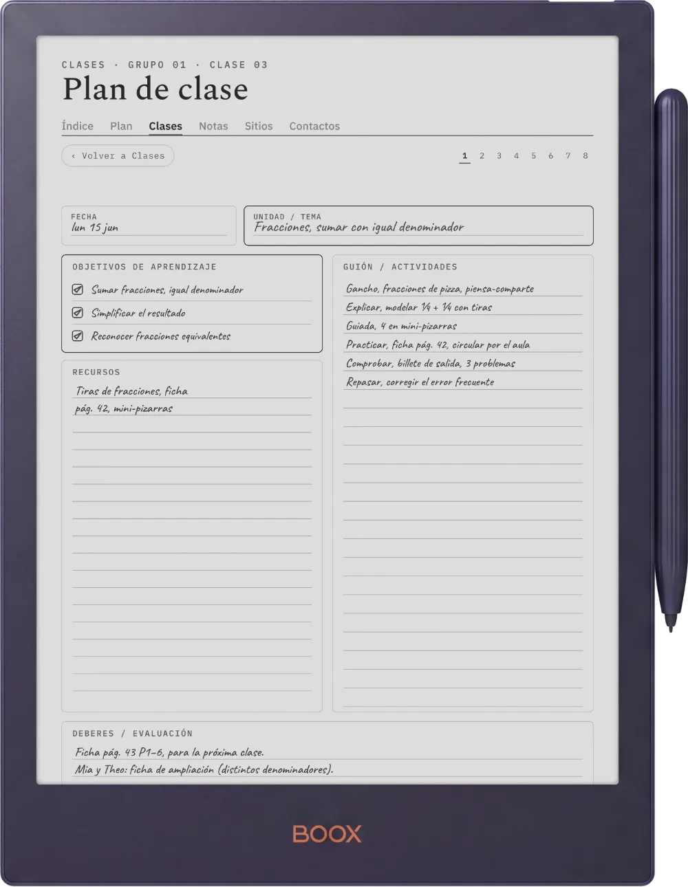 The Planner en el Boox Note5