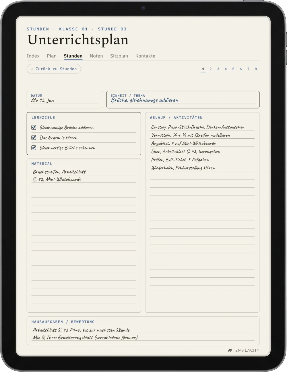 The Planner auf dem iPad