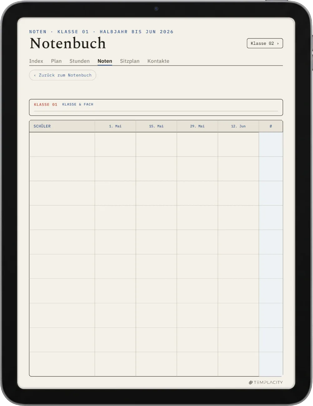 The Planner · Lehrer iPad Seite 2