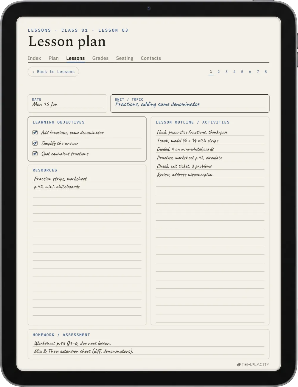 The Planner on the iPad