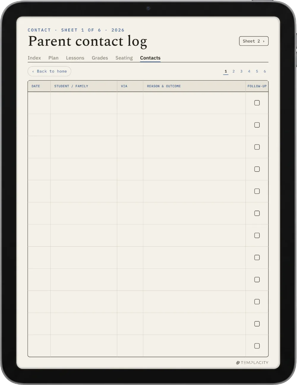 The Planner · Teacher iPad page 5