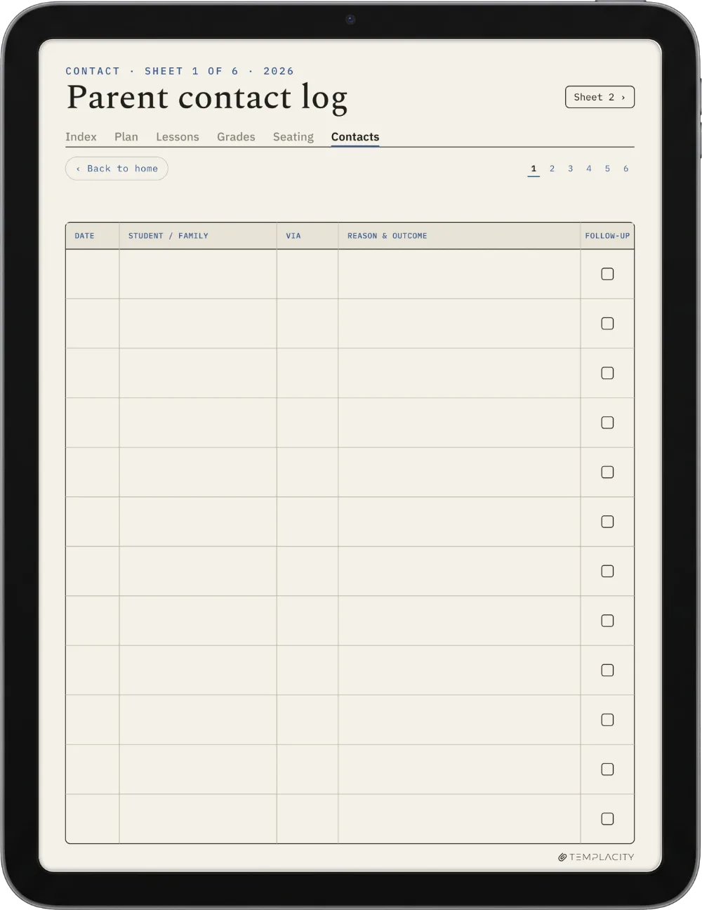 The Planner · Teacher iPad page 5
