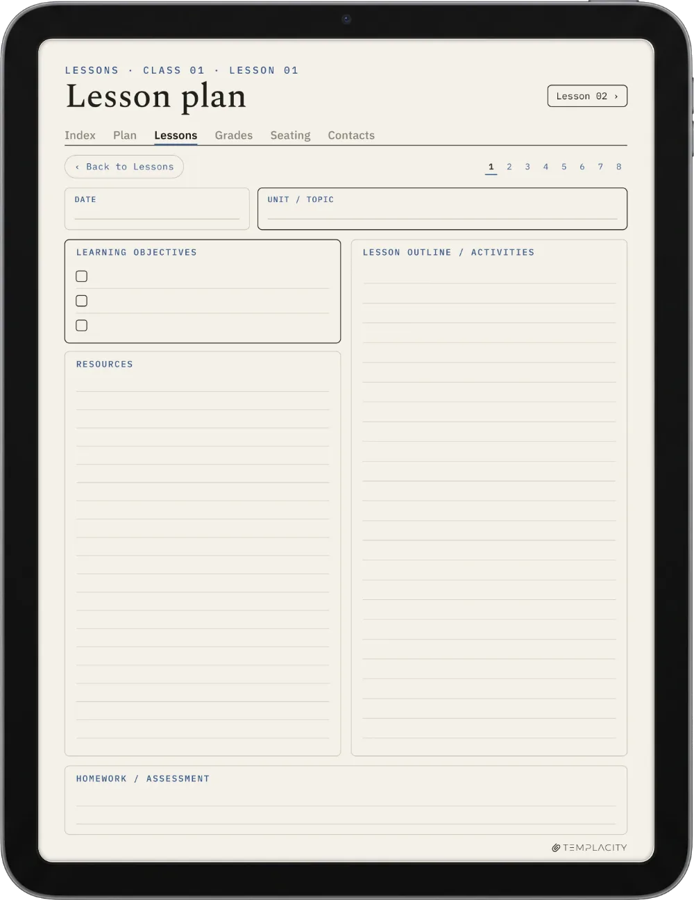 The Planner · Teacher iPad page 1