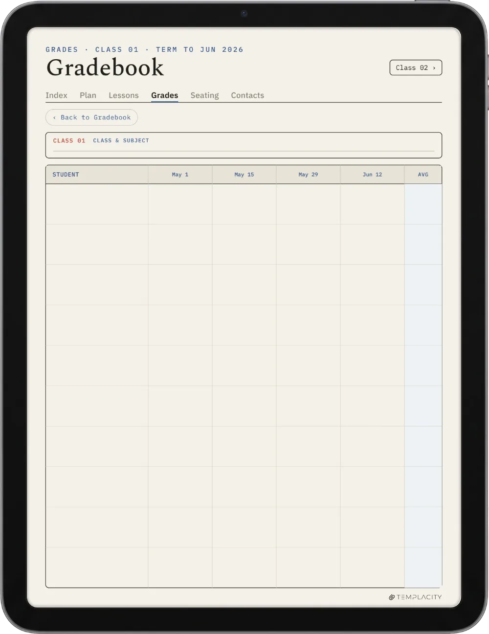 The Planner · Teacher iPad page 2