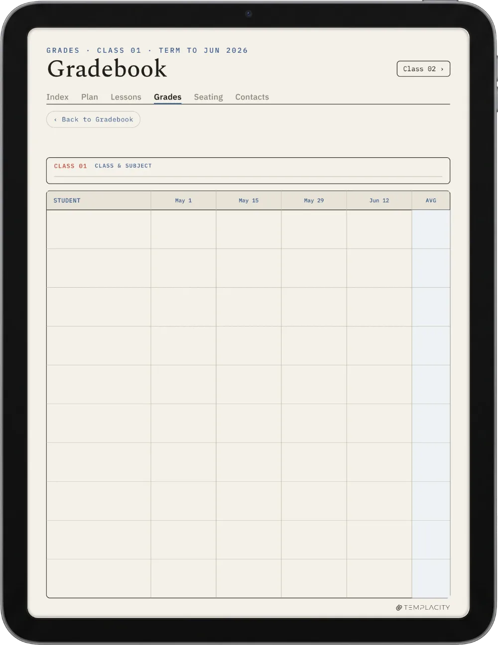 The Planner · Teacher iPad page 2