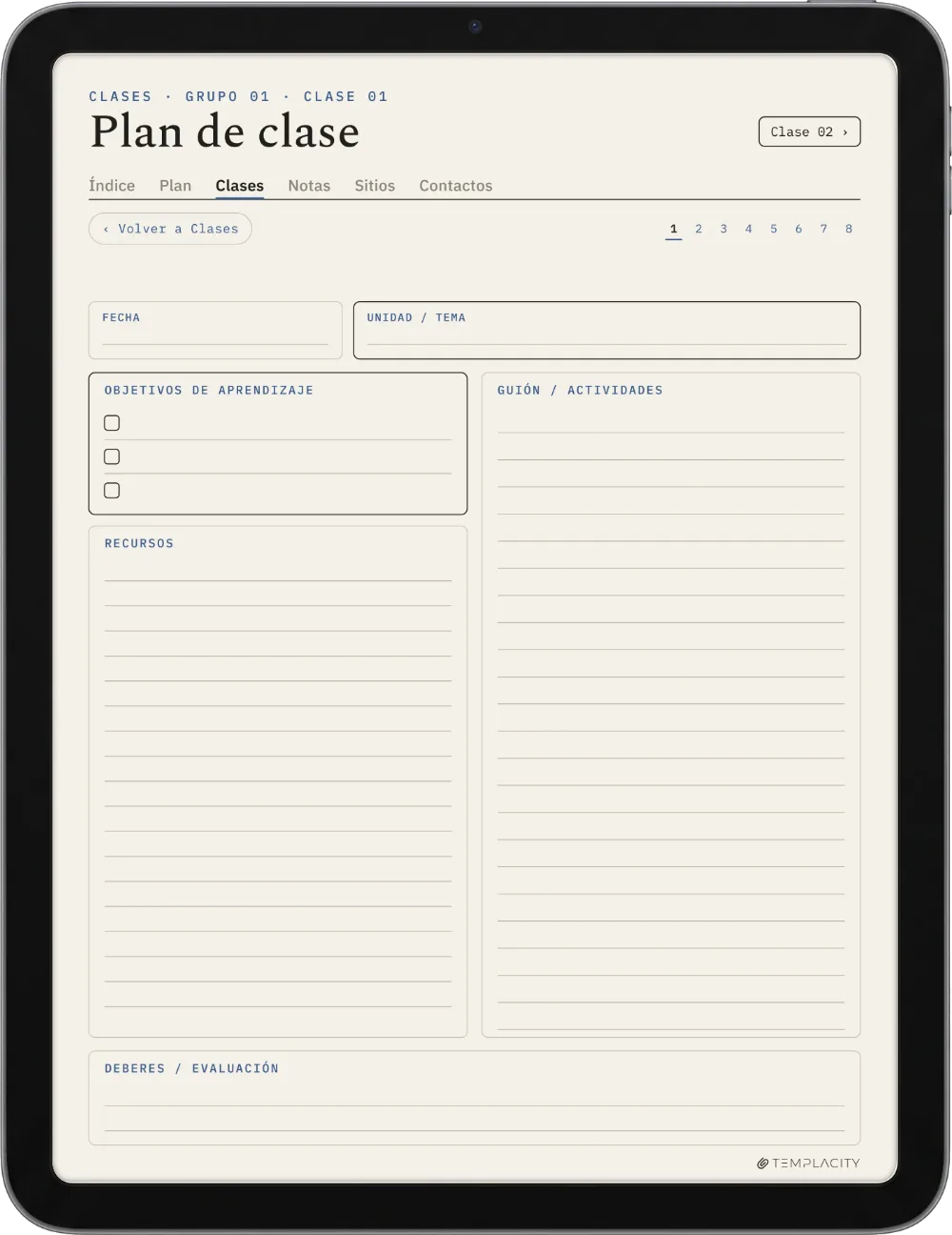 The Planner · Docente iPad página 1