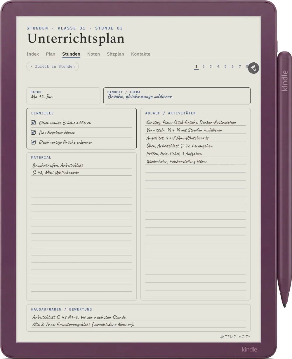 The Planner auf dem Kindle Scribe Colorsoft