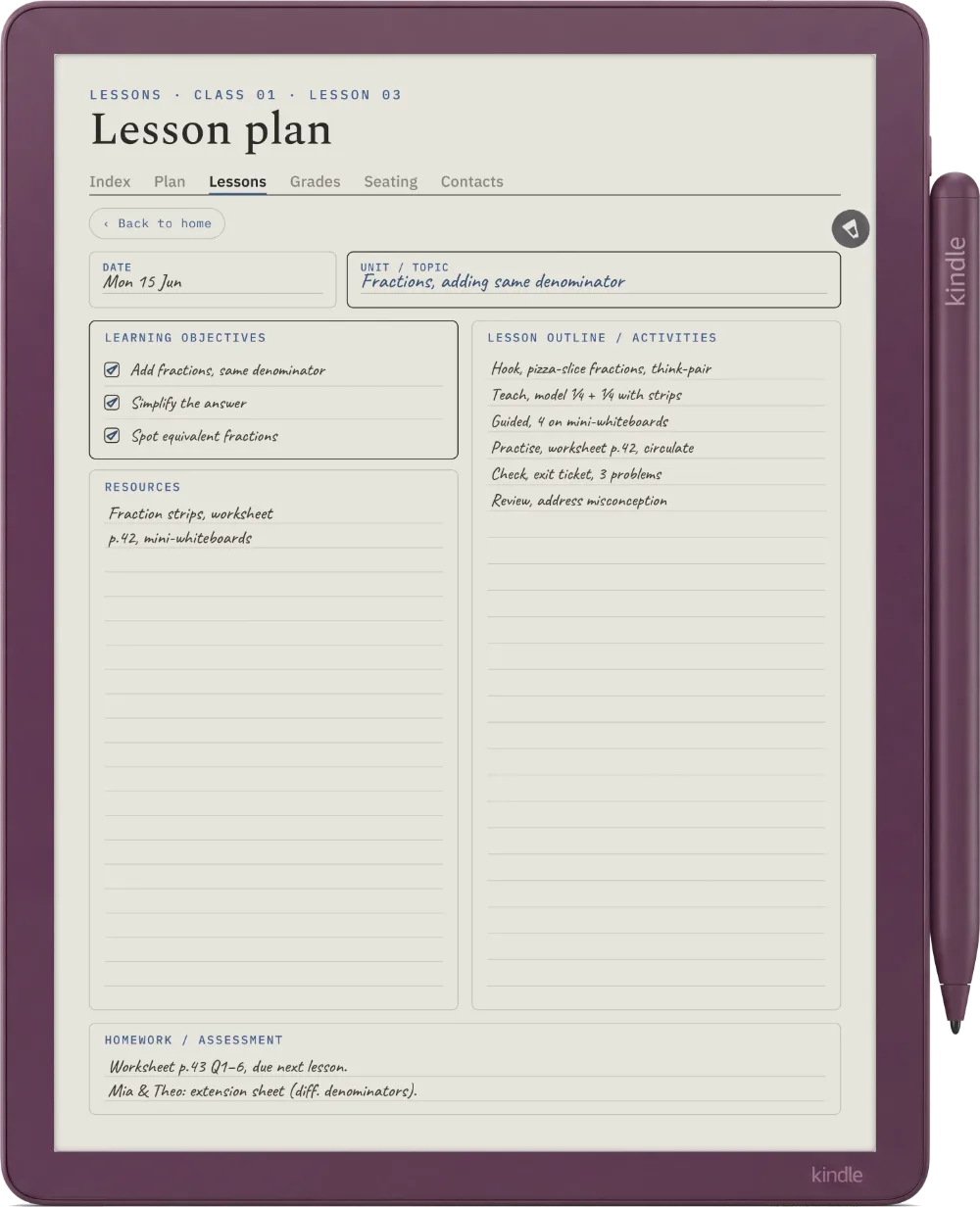 The Planner on the Kindle Scribe Colorsoft