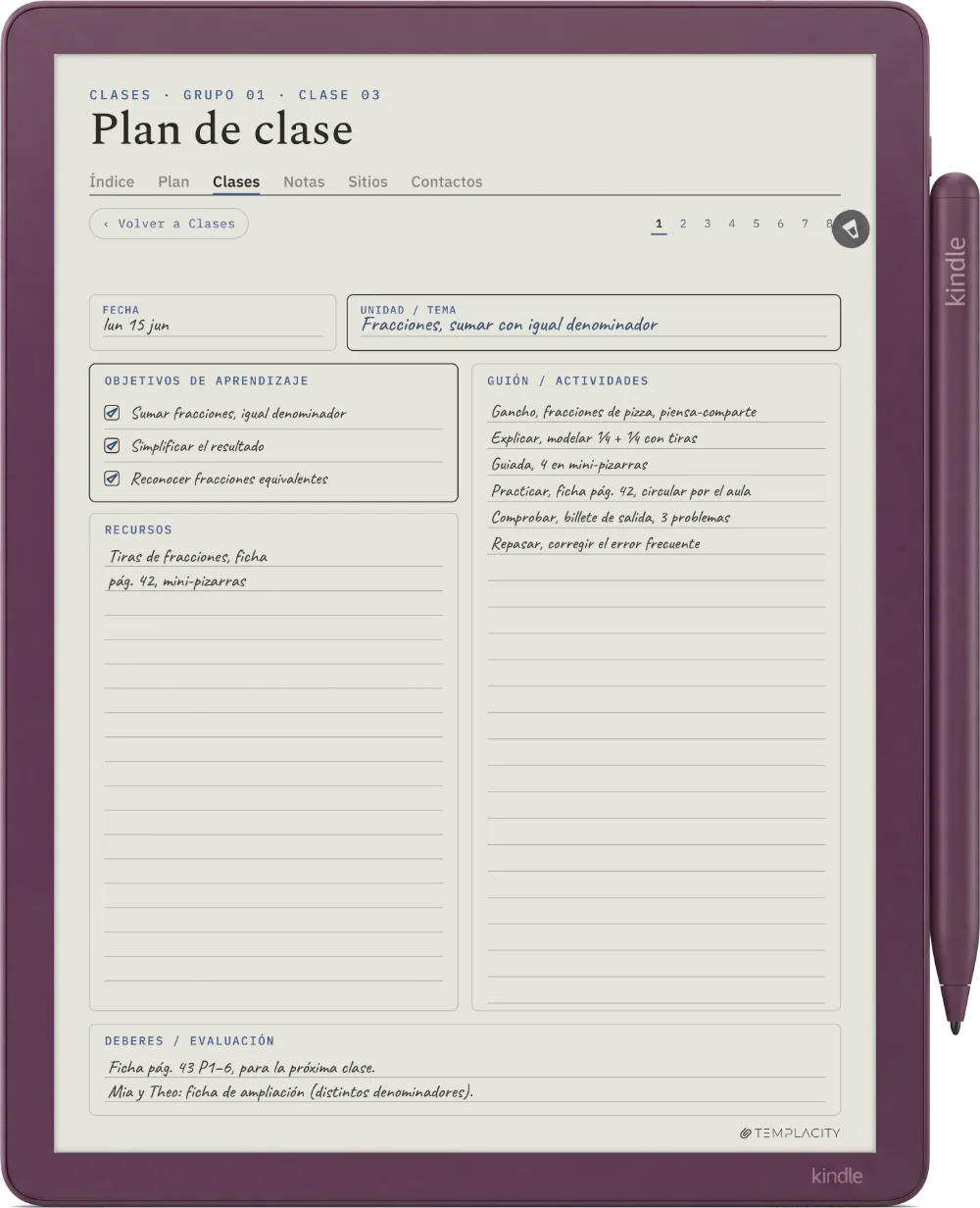 The Planner en el Kindle Scribe Colorsoft