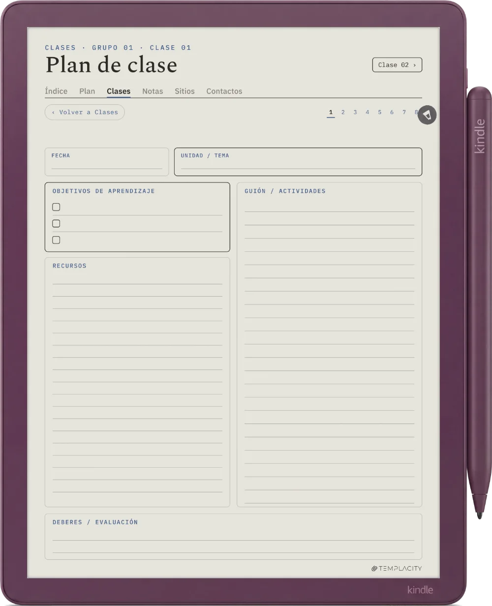 The Planner La programación de clase