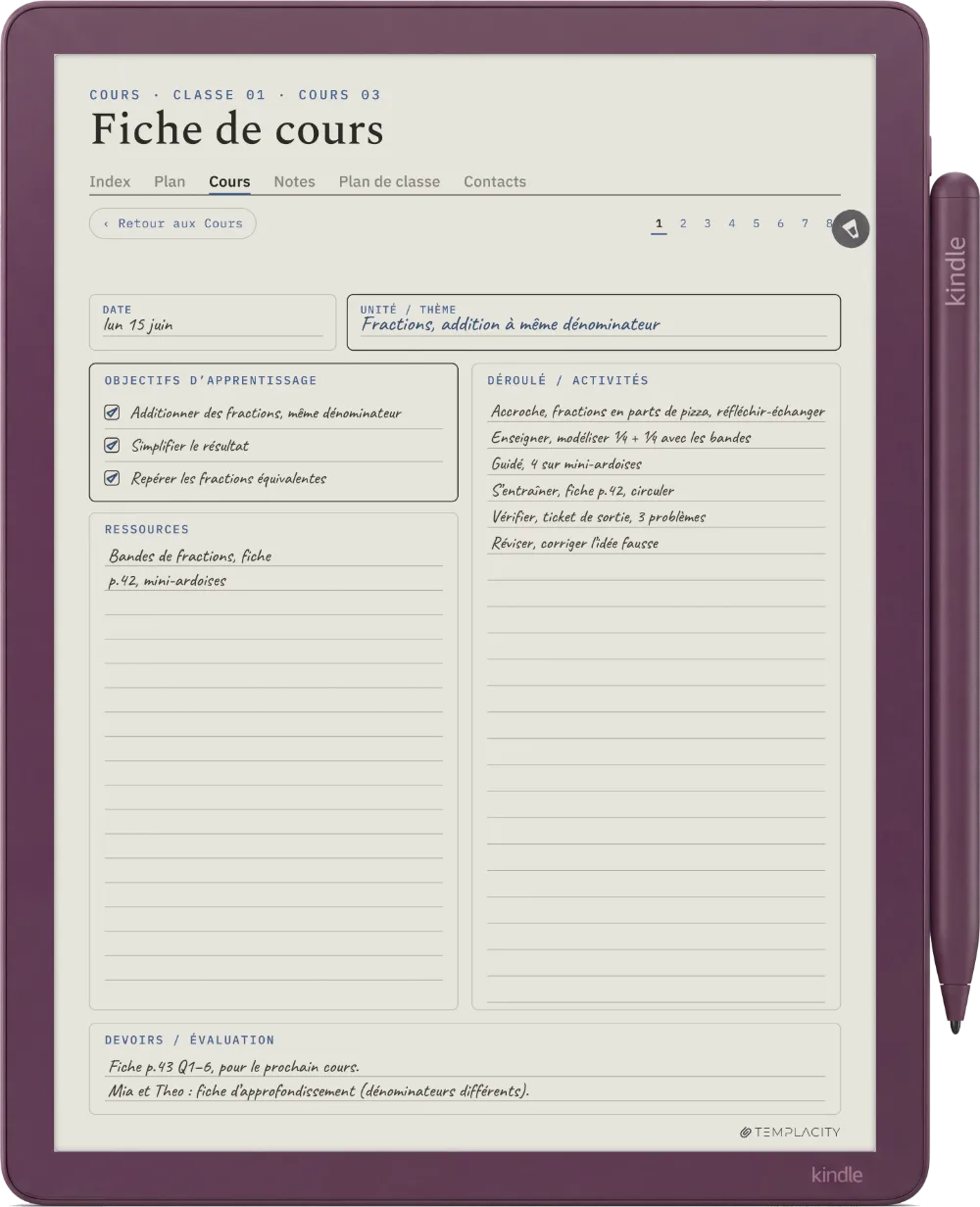 Le Planner sur la Kindle Scribe Colorsoft