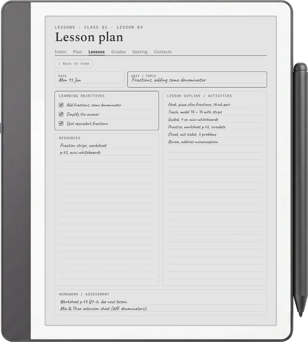 The Planner on the Kindle Scribe