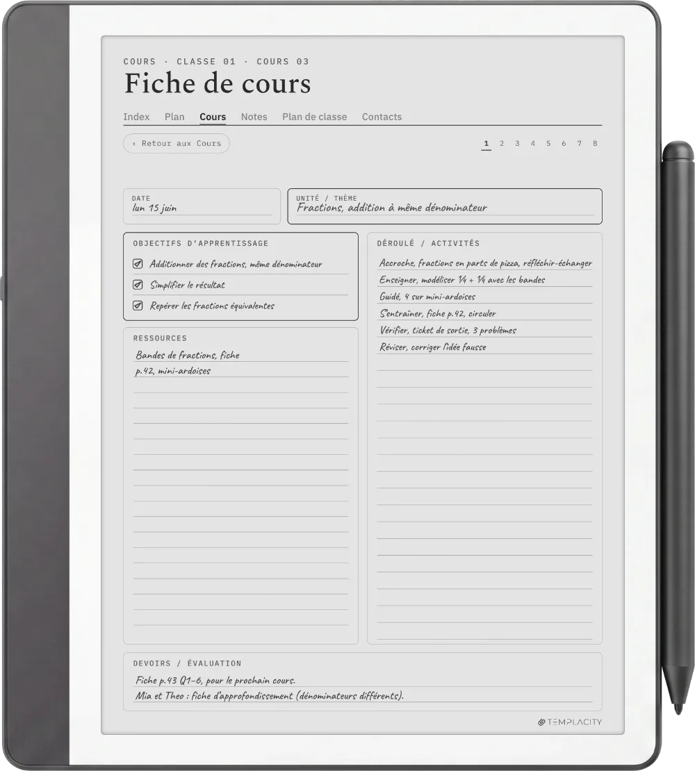 Le Planner sur la Kindle Scribe